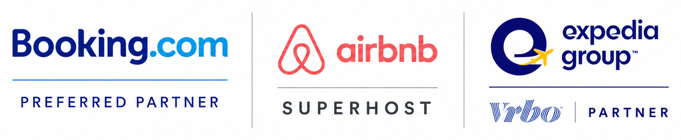 Booking.com Preferred Partner · Airbnb Superhost · Expedia Group y Vrbo Partner